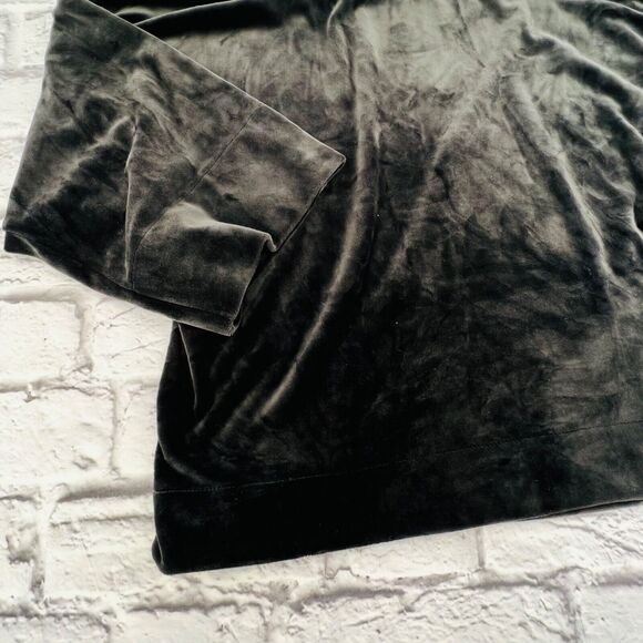DKNY Sport Top Small Black Velvet Crewneck Cropped Pullover 3/4 Wide Sleeve - Picture 4 of 9